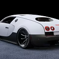 White Bugatti Sports Car With Sleek Body Black Wheels And Aerodynamic Design