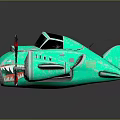 Futuristic Turquoise Spacecraft With Black Cockpit And Red Propellers For Cosmic Exploration
