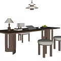 Modern Mid-ancient Style Desk and Chair Combination Modern Desk and Chair Mid-ancient Style Chandelier Mid-ancient Style Table Lamp Mid-ancient Style Stool Desk Ornaments Fruit Solid Wood Desk and Chair 3d model