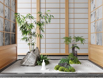 New Chinese Style Indoor Landscape Landscaping Landscape Setches Indoor Landscape Indoor Landscape Bryophytes Plant Pile 3d model