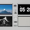 Projection Monitoring System With Multiple Screens Cameras Time Display And Various Projections