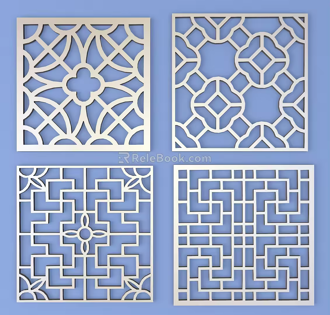 Metal Engraved Pane Border Pattern Lattice Traditional Pattern 3d model