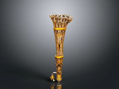 Ornate Golden Tall Candelabra With Intricate Patterns Claw Feet Base And Decorative Top 3d model