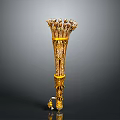 Ornate Golden Tall Candelabra With Intricate Patterns Claw Feet Base And Decorative Top
