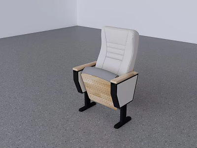 Modern Conference Room Chair With Gray Upholstered Seat And Wooden Armrests 3d model