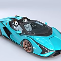 Turquoise High Performance Luxury Sports Car with Sleek Convertible Design and Copper Wheels