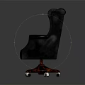 Classic Black Leather Office Chair With Tufted Diamond High Back Armrests Wheels And Wooden Base