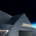 National Museum of China Modern Architecture Under Starry Night Sky With Earth View