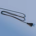 Black Power Cord With Plug For Household Daily Use On Light Blue Surface