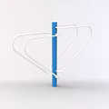 Outdoor Fitness Equipment With Blue Pole And White Curved Bars For Exercise