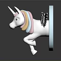 Cute White Unicorn With Rainbow Mane And Wings On Blue Circular Wall Mounted Decoration