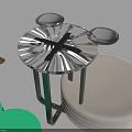 Transparent Round Side Table With Black Metal Geometric Legs And Radial Pattern Top