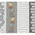 Various Stepping Stones Arrangement With Colorful Gray Slate And Gravel In Landscape Design