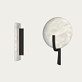 Modern Wall Lights Featuring Round Marble Shade And Rectangular Illuminated Black Metal Frame 3d model