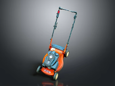 Orange And Gray Lawn Mower Agricultural Equipment For Efficient Lawn Maintenance 3d model