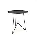 Modern Round Black Table with Geometric Metal Back Chairs and Patterned Seats 3d model