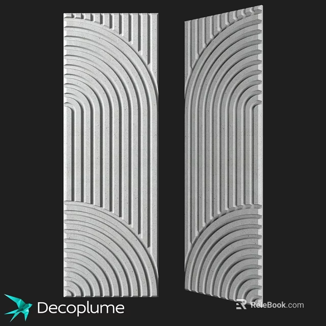 Gray Textured Decorative Components With Curved Lines And Geometric Patterns 3d model 