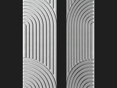 Gray Textured Decorative Components With Curved Lines And Geometric Patterns 3d model