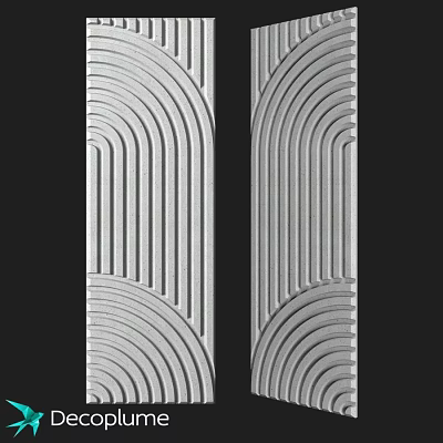 Gray Textured Decorative Components With Curved Lines And Geometric Patterns 3d model