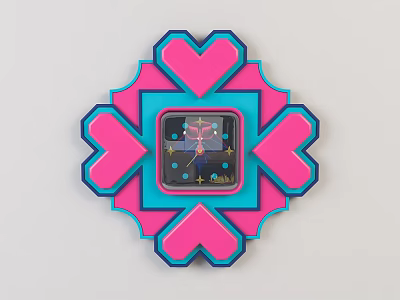Modern clock cartoon children wall clock 3d model