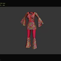 Vibrant Pink Paisley Print Outfit With Bell Sleeves And Flared Pants Design