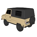 Beige Compact Off-Road Car With Gray Roof And Rugged Tires Design
