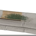 Gray Textile Cloth With Wooden Tray And Green Plants For Home Decor