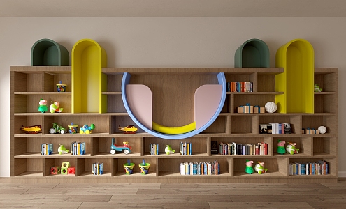 Children's Room Decorative Cabinet Children's Bookcase Kindergarten Bookcase Cartoon Cabinet 3d model