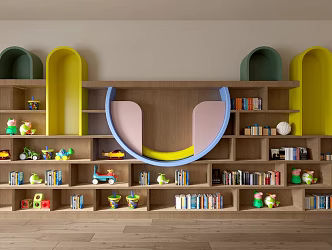 Children's Room Decorative Cabinet Children's Bookcase Kindergarten Bookcase Cartoon Cabinet 3d model