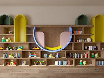 Children's Room Decorative Cabinet Children's Bookcase Kindergarten Bookcase Cartoon Cabinet 3d model