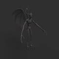 Mythical Demon Creature 3D Model With Bat Wings Horns Claws And Long Limbs