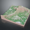 Scenic 3D Terrain Model With Green Vegetation And White Mountain Peaks