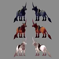 Mythical Fantasy Mounts Collection With Unicorn Zebra Striped And Colored Saddled Designs