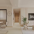 Modern Living And Dining Room Interior With Dining Table Sofa Coffee Table TV And Plant