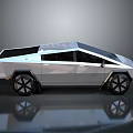 Futuristic Silver Car With Bold Angular Design And Large Black Wheels 3d model
