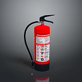 Red Fire Extinguisher With Hose And Instruction Label For Home Safety