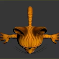 Cute 3D Cartoon Cat Character With Orange Fur Big Blue Eyes Standing And Outstretched Arms