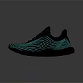 Modern Athletic Shoes with Teal Wave Patterns and Black Breathable Upper Design 3d model