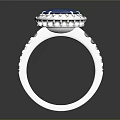 Luxury Silver Ring With Oval Blue Gemstone And Sparkling Diamonds Intricate Band