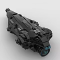 Black Spaceship Model Built with Detailed Building Blocks and Blue Accents