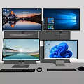 Modern computer monitor mouse keyboard 3d model