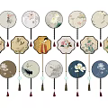 Decorative Fan Hangings with Traditional Patterns Tassel Ornaments and Diverse Designs