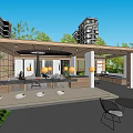 Modern Garden Landscape With Pavilion Water Feature Greenery And Seating Area