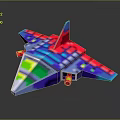 Colorful 3D Pixel Art Airplane Model With Vibrant Wings And Cockpit Details