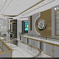 Elegant Modern Jewelry Store Interior With White Gold Display Counters And Glass Shelves