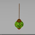Green Decorative Pendant Light With Golden Accents Glittering Glass Shade And Hanging Chain