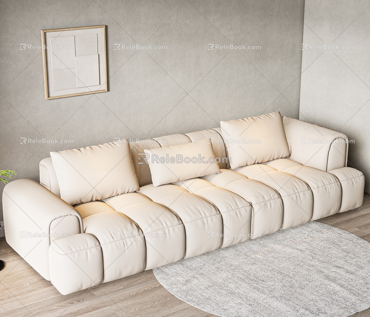 Multiplayer Sofa Modern Sofa Living Room Sofa Sofa Log Style Sofa Straight Row Sofa Straight Sofa 3d model