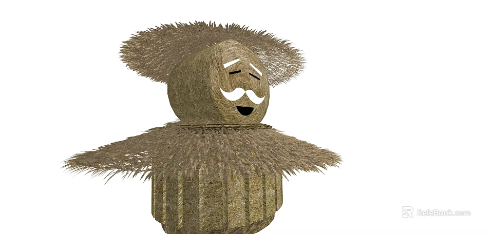 Agricultural Equipment Scarecrow Made Of Straw With Smiling Face For Farm Fields 3d model 