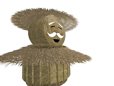 Agricultural Equipment Scarecrow Made Of Straw With Smiling Face For Farm Fields 3d model