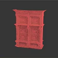Dark Wooden Two Tier Cabinet With Intricate Carvings Drawers And Doors